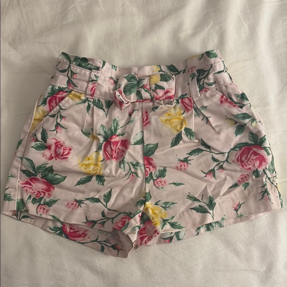 Janie and Jack High Waist Pink and Yellow Floral Shorts